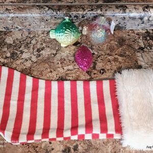 Red and White Striped Christmas Stocking with Fur Trim